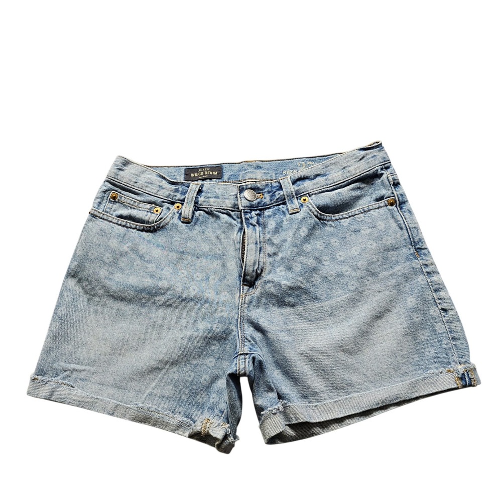 J.Crew Indigo Denim Floral Print Shorts Womens 27 Light Blue Cotton A6418